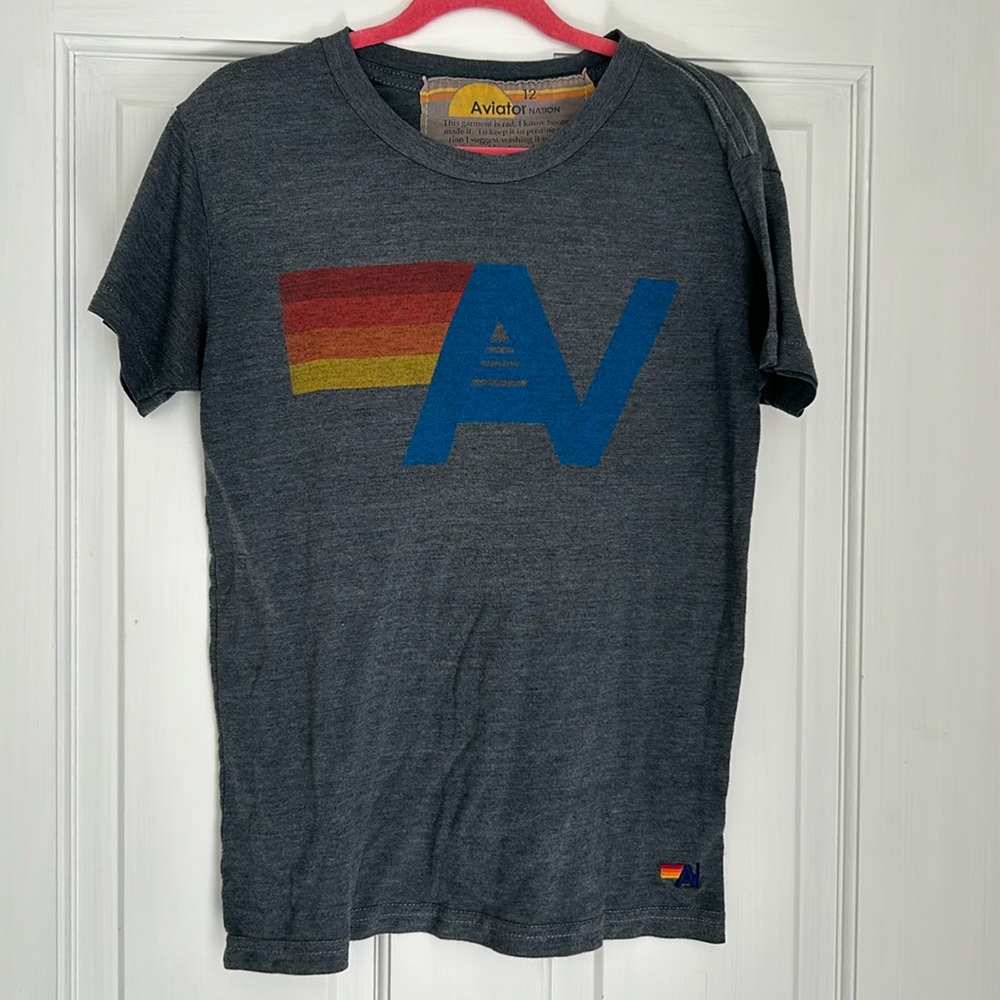 Kids aviator nation logo T size 12 CHARCOAL